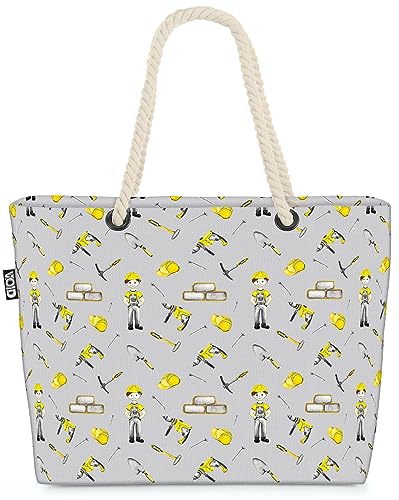 VOID Bauarbeiter Werkzeug Kinder Strandtasche Shopper 58x38x16cm 23L XXL Einkaufstasche Tasche Reisetasche Beach Bag von VOID