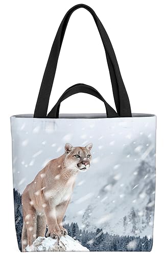 VOID Berglöwe Löwe Puma Berge Tasche 33x33x14cm,15l Einkaufs-Beutel Shopper Einkaufs-Tasche Bag von VOID