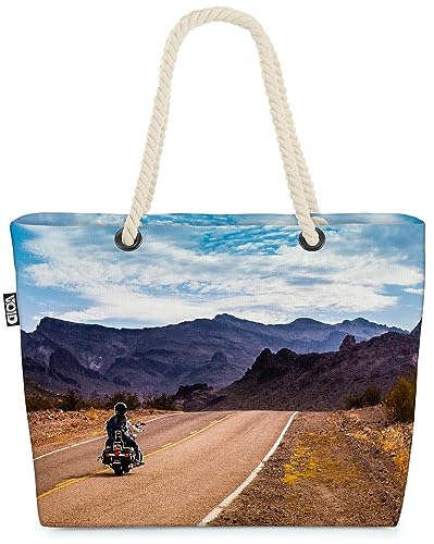 VOID Biker Highway Motorrad Strandtasche Shopper 58x38x16cm 23L XXL Einkaufstasche Tasche Reisetasche Beach Bag von VOID