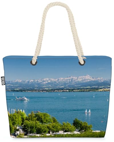 VOID Bodensee Strandtasche Shopper 58x38x16cm 23L XXL Einkaufstasche Tasche Reisetasche Beach Bag von VOID
