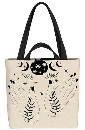 VOID Boho Hexen Hand Mond Tasche 33x33x14cm,15l Einkaufs-Beutel Shopper Einkaufs-Tasche Bag von VOID