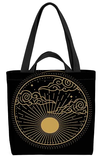 VOID Boho Sonne Wolke Sterne Tasche 33x33x14cm,15l Einkaufs-Beutel Shopper Einkaufs-Tasche Bag von VOID