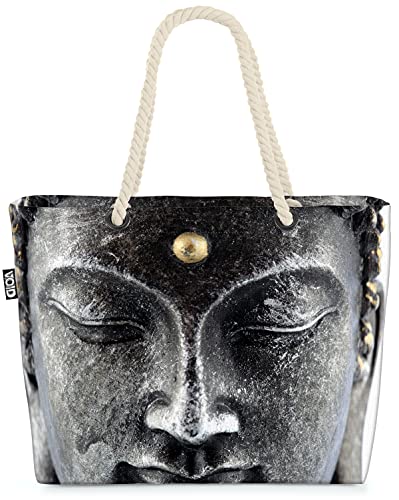 VOID Buddha Statue Stein Zen Strandtasche Shopper 58x38x16cm 23L XXL Einkaufstasche Tasche Reisetasche Beach Bag von VOID