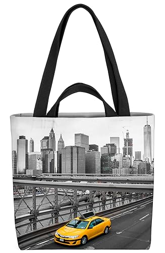 VOID Cap Brooklyn Bridge Taxi Amerika Tasche 33x33x14cm,15l Einkaufs-Beutel Shopper Einkaufs-Tasche Bag von VOID