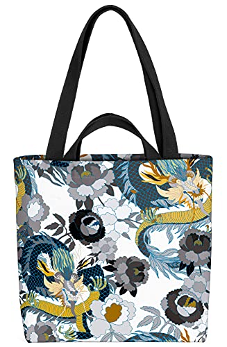 VOID China Drache Kunst Tasche 33x33x14cm,15l Einkaufs-Beutel Shopper Einkaufs-Tasche Bag von VOID