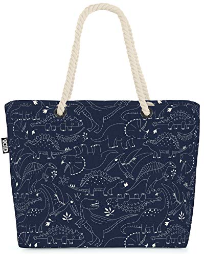 VOID Dino Zeichnung Strandtasche Shopper 58x38x16cm 23L XXL Einkaufstasche Tasche Reisetasche Beach Bag von VOID