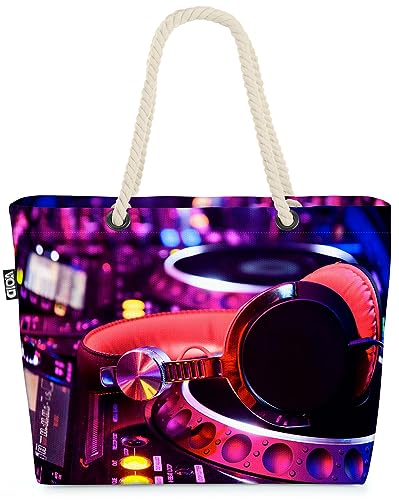 VOID Dj Mixpult Mischpult Kopfhörer Strandtasche Shopper 58x38x16cm 23L XXL Einkaufstasche Tasche Reisetasche Beach Bag von VOID