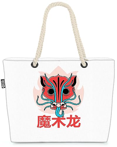 VOID Drache Asien Anime Grafik Strandtasche Shopper 58x38x16cm 23L XXL Einkaufstasche Tasche Reisetasche Beach Bag von VOID