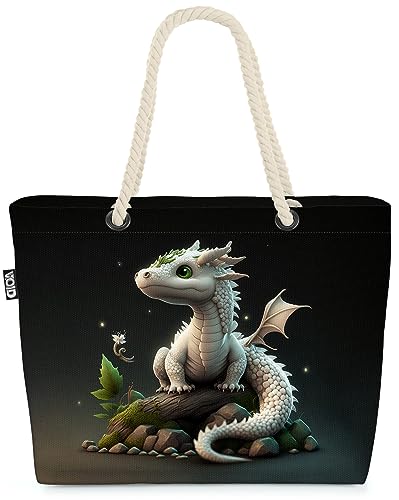 VOID Drache Echse Märchen Kinder Strandtasche Shopper 58x38x16cm 23L XXL Einkaufstasche Tasche Reisetasche Beach Bag von VOID