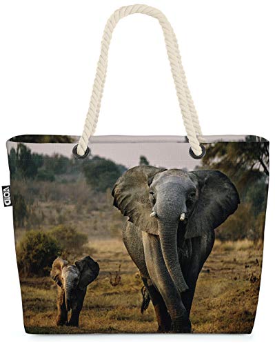 VOID Elefant Kind Strandtasche Shopper 58x38x16cm 23L XXL Einkaufstasche Tasche Reisetasche Beach Bag von VOID