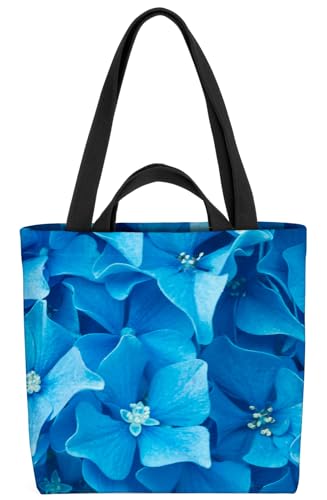 VOID Elegante Blaue Blüten Tasche 33x33x14cm,15l Einkaufs-Beutel Shopper Einkaufs-Tasche Bag von VOID