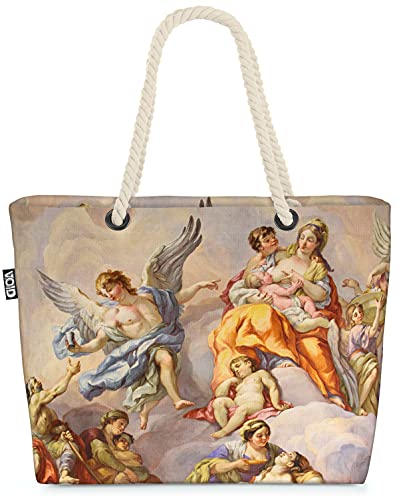 VOID Engel Kirche Gemälde Strandtasche Shopper 58x38x16cm 23L XXL Einkaufstasche Tasche Reisetasche Beach Bag von VOID