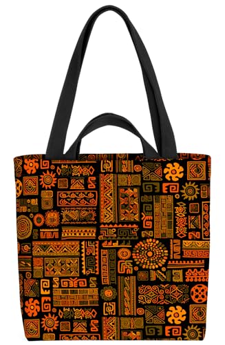 VOID Ethno Ornamente Afrika Indigen Tasche 33x33x14cm,15l Einkaufs-Beutel Shopper Einkaufs-Tasche Bag von VOID