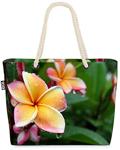 VOID Frangipani Blume Strandtasche Shopper 58x38x16cm 23L XXL Einkaufstasche Tasche Reisetasche Beach Bag von VOID