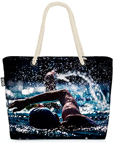 VOID Freistilschwimmer Sport Schwimmen Strandtasche Shopper 58x38x16cm 23L XXL Einkaufstasche Tasche Reisetasche Beach Bag von VOID