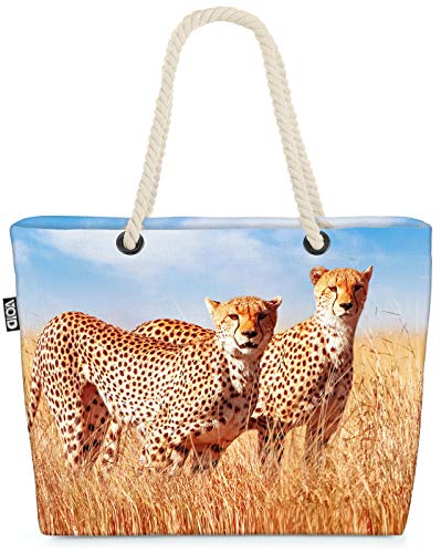 VOID Gepard Steppe Strandtasche Shopper 58x38x16cm 23L XXL Einkaufstasche Tasche Reisetasche Beach Bag von VOID