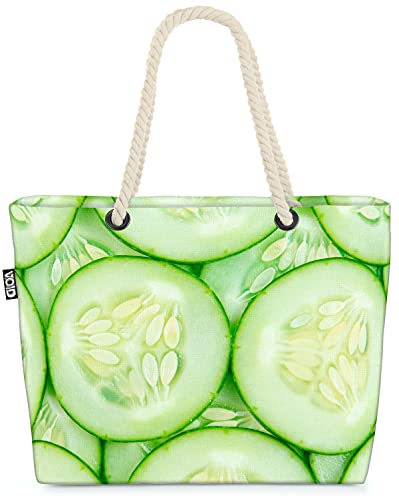 VOID Gurken Gemüse Kochen Strandtasche Shopper 58x38x16cm 23L XXL Einkaufstasche Tasche Reisetasche Beach Bag von VOID