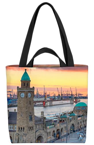 VOID Hamburg Landungsbrücken Tasche 33x33x14cm,15l Einkaufs-Beutel Shopper Einkaufs-Tasche Bag von VOID