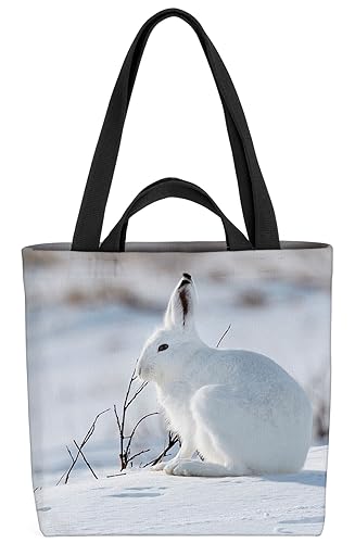 VOID Hase Schnee Schneehase Winter Tier Tasche 33x33x14cm,15l Einkaufs-Beutel Shopper Einkaufs-Tasche Bag von VOID