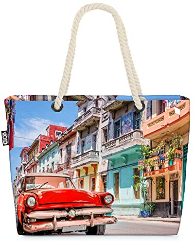 VOID Havanna Vintage Car Oldtimer Strandtasche Shopper 58x38x16cm 23L XXL Einkaufstasche Tasche Reisetasche Beach Bag von VOID