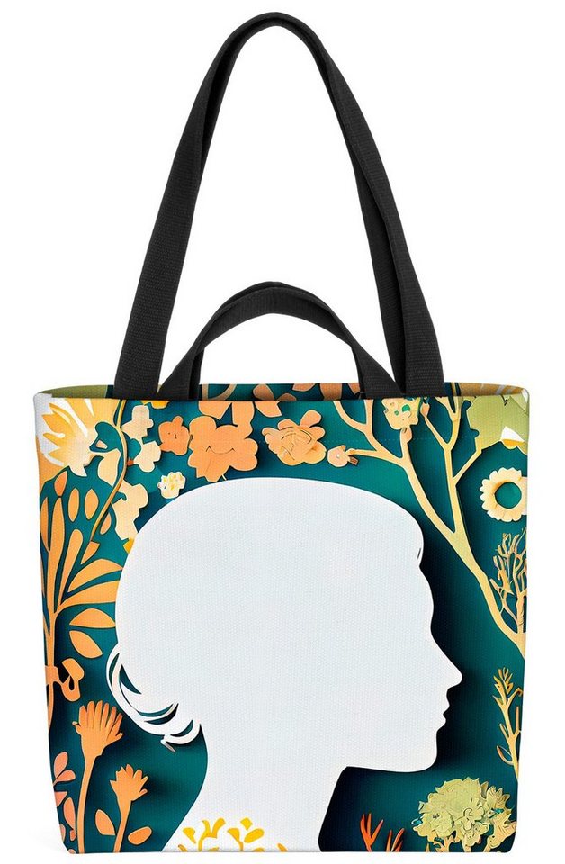 VOID Henkeltasche (1-tlg), Art Design Mädchen Muttertag Mädchen Garten Blumen Blumenmuster papie von VOID