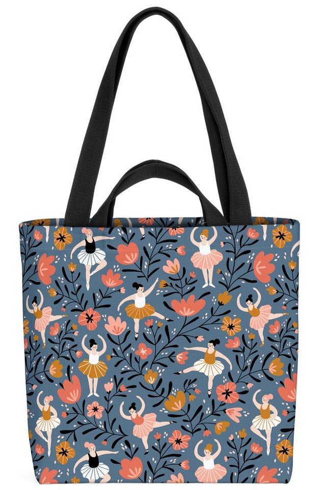 VOID Henkeltasche (1-tlg), Ballett Blumen Tänzerin Tanzen Blumen Blumenmuster Landhaus Mädchen Kind von VOID