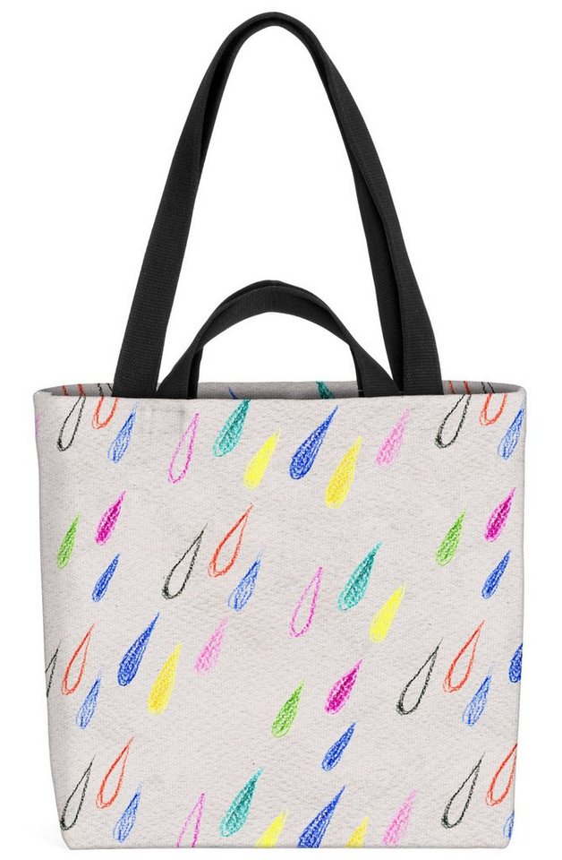 VOID Henkeltasche (1-tlg), Bunte Regentropfen Kinder Kinderzimmer Zimmer gemalt malen Farben von VOID