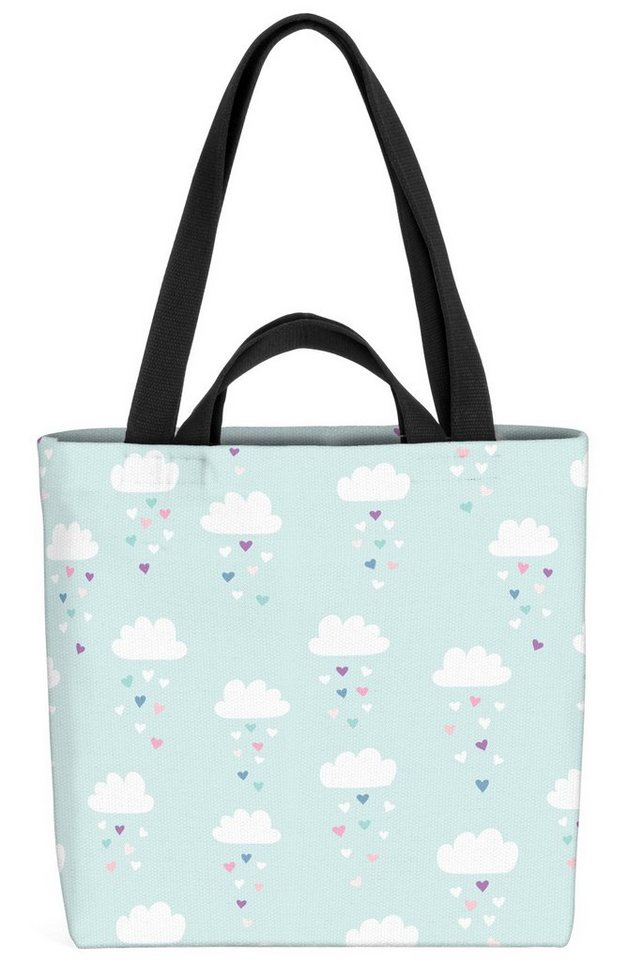 VOID Henkeltasche (1-tlg), Bunte Wolken Kinder Kinderzimmer Himmel Herzen Skandinavien Design Regen von VOID