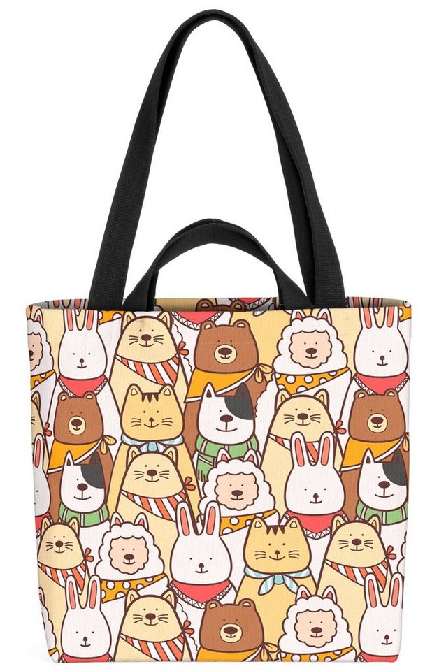 VOID Henkeltasche (1-tlg), Cartoon Katzen Hasen Hunde Kinder Tiere Ostern Rasse Bär Haustier Nag von VOID