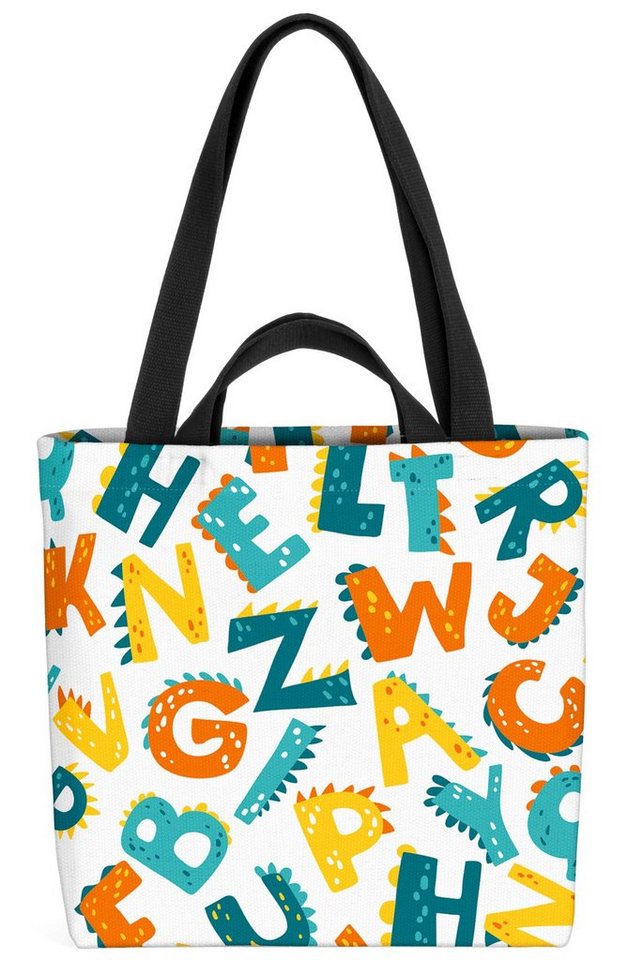 VOID Henkeltasche (1-tlg), Dino ABC Dinosaurier Buchstaben Saurier Kinder Kinderzimmer Alphabet von VOID