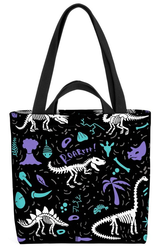 VOID Henkeltasche (1-tlg), Dinos Skelette Kinderzimmer Kinder Jungen Dinosaurier T-Rex Muster von VOID