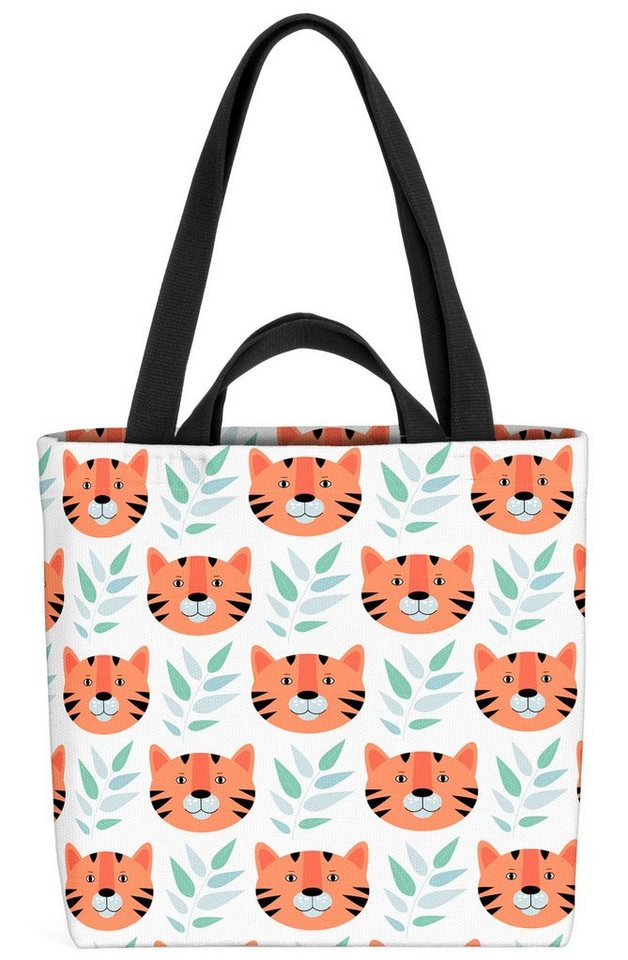 VOID Henkeltasche (1-tlg), Dschungel Tiger Cartoon Kinder Kinderzimmer Urwald Reise Safari Natur von VOID