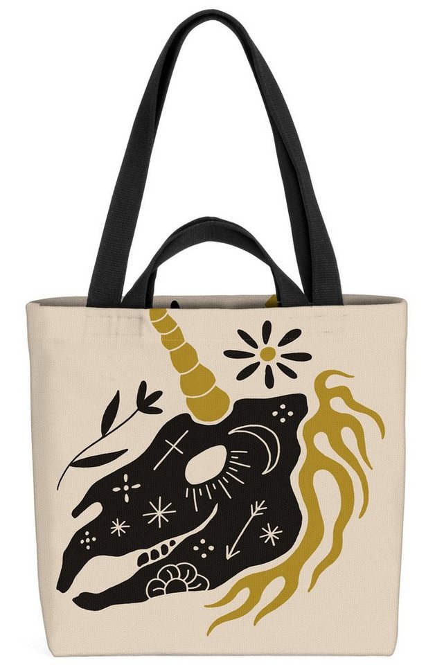 VOID Henkeltasche (1-tlg), Einhorn Grafik Skelett Einhorn Fantasy Märchen Mädchen Skelett knoche von VOID