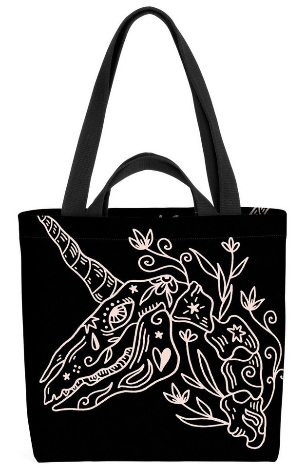 VOID Henkeltasche (1-tlg), Einhornskelett Zeichnung Boho Einhorn Fantasy Märchen Mädchen Skelett von VOID