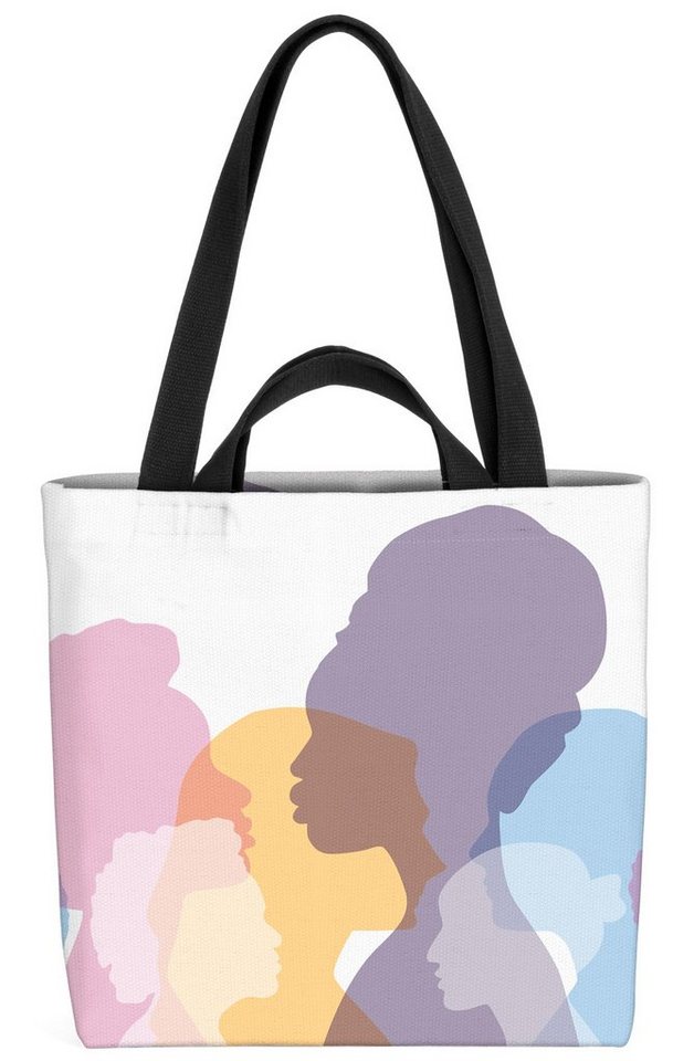 VOID Henkeltasche (1-tlg), Frauen Köpfe Bunt frau international feminismus silhouette frühling m von VOID