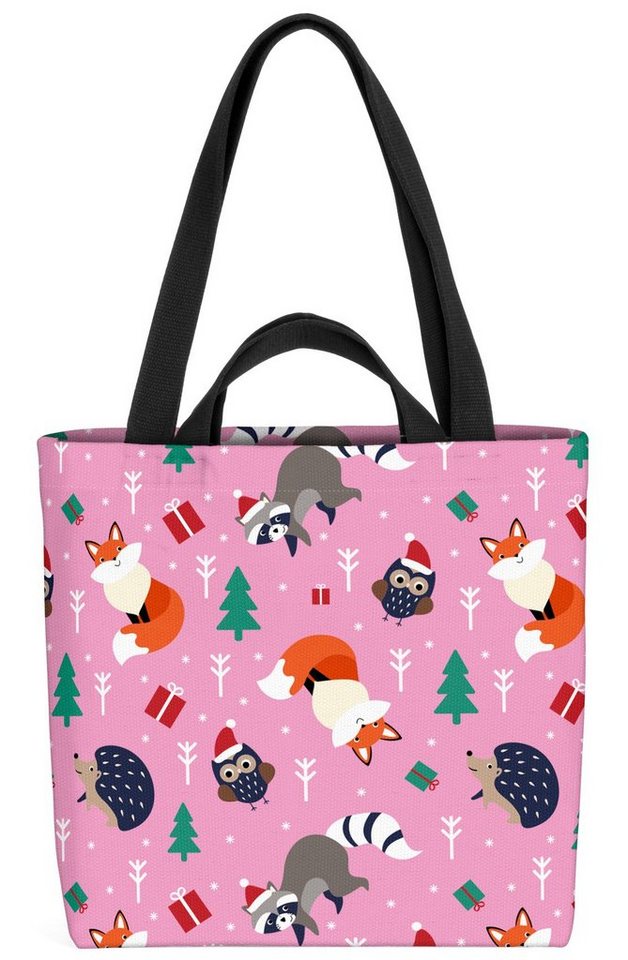 VOID Henkeltasche (1-tlg), Fuchs Igel Waschbär Tiere Kinder Weihnachten Eule Waldtiere Märchen Kind von VOID