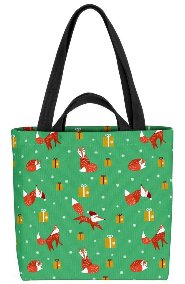 VOID Henkeltasche (1-tlg), Fuchs Weihnachten Geschenke Tiere Wald Kinder Muster Fuchs Nikolaus süß von VOID