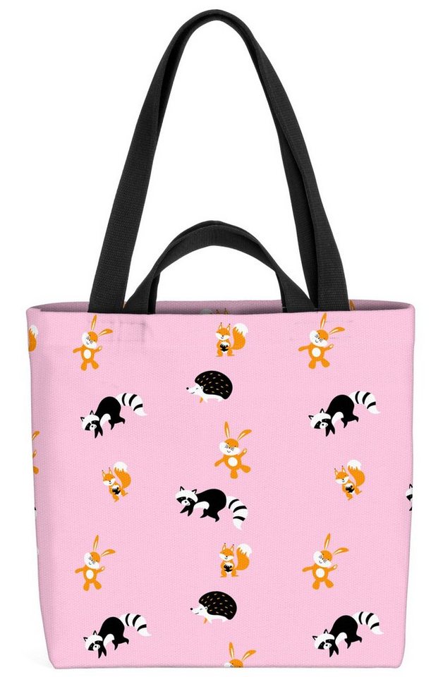 VOID Henkeltasche (1-tlg), Hase Igel Waschbär Kinder Kinderzimmer Tiere Muster Ostern Sommer Garten von VOID