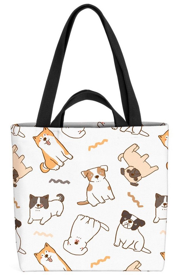 VOID Henkeltasche (1-tlg), Hunde Shiba Inu Mops Tiere Kinder Haustier Comic Mops Züchten Hundefu von VOID