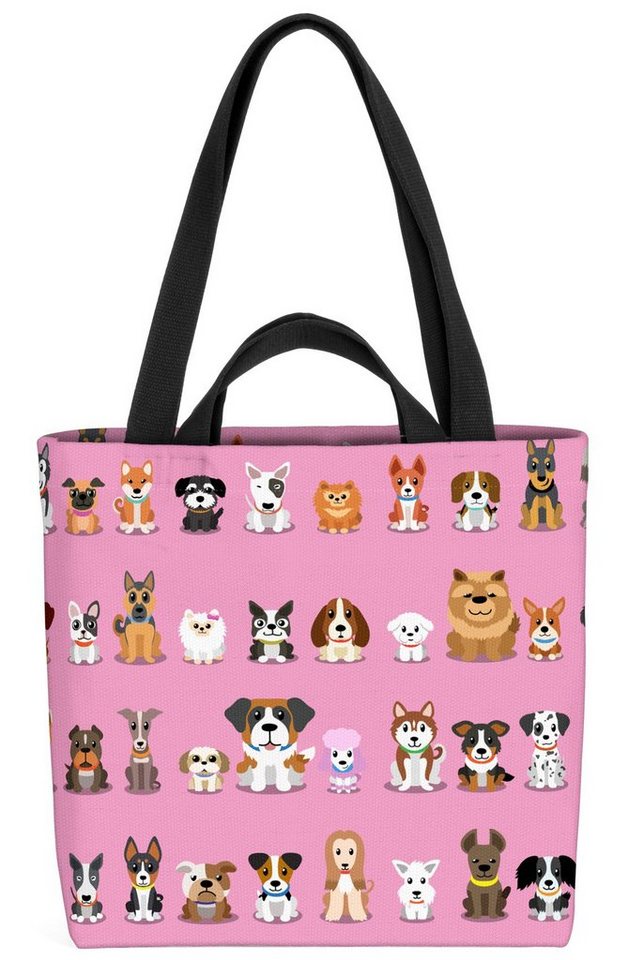 VOID Henkeltasche (1-tlg), Hundewelpen Gang Rosa Hunde Hündchen Welpen Haustier Tiere Babys Kinder von VOID