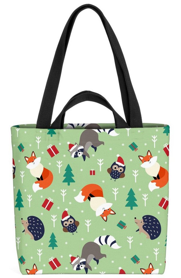 VOID Henkeltasche (1-tlg), Igel Fuchs Waschbär Tiere Kinder Weihnachten Eule Waldtiere Märchen Kind von VOID