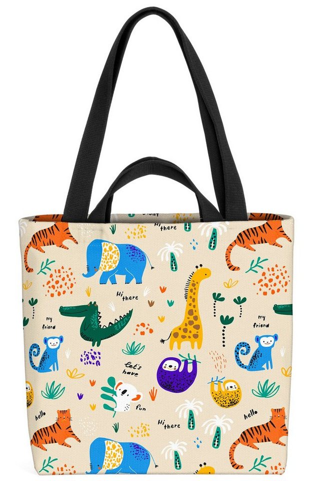 VOID Henkeltasche (1-tlg), Kinder Safari Tiger Dschungel Elefant Giraffe palme afrika reisen url von VOID