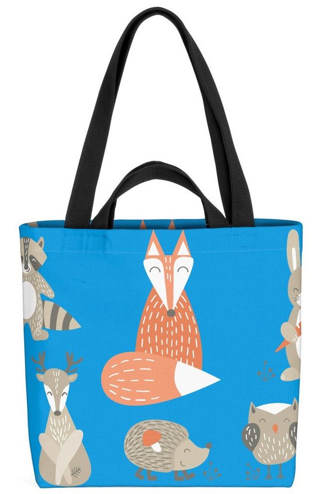 VOID Henkeltasche (1-tlg), Kinder Waldtiere Wald Tiere Kinder Fuchs Rentier Hirsch Hase Eule Igel W von VOID