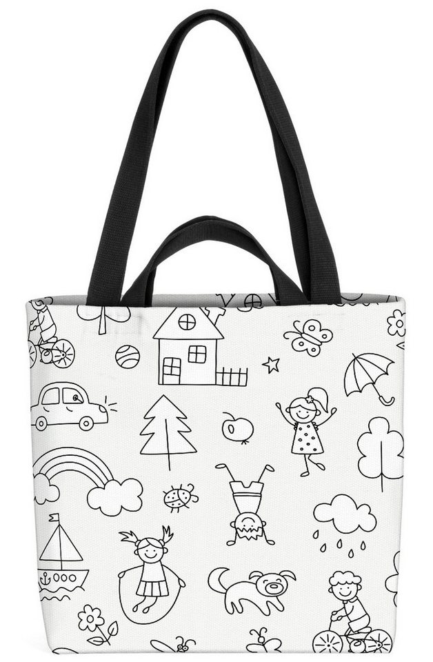 VOID Henkeltasche (1-tlg), Kinder Zeichnung Regenbogen Kinder Zeichnung Regenbogen Kinderzimmer von VOID