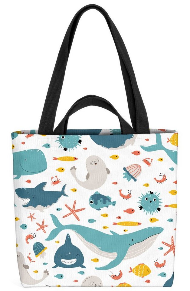 VOID Henkeltasche (1-tlg), Meeresbewohner Kinder-Zimmer Mittel-Meer Baden Urlaub Fische Wal Hai See von VOID