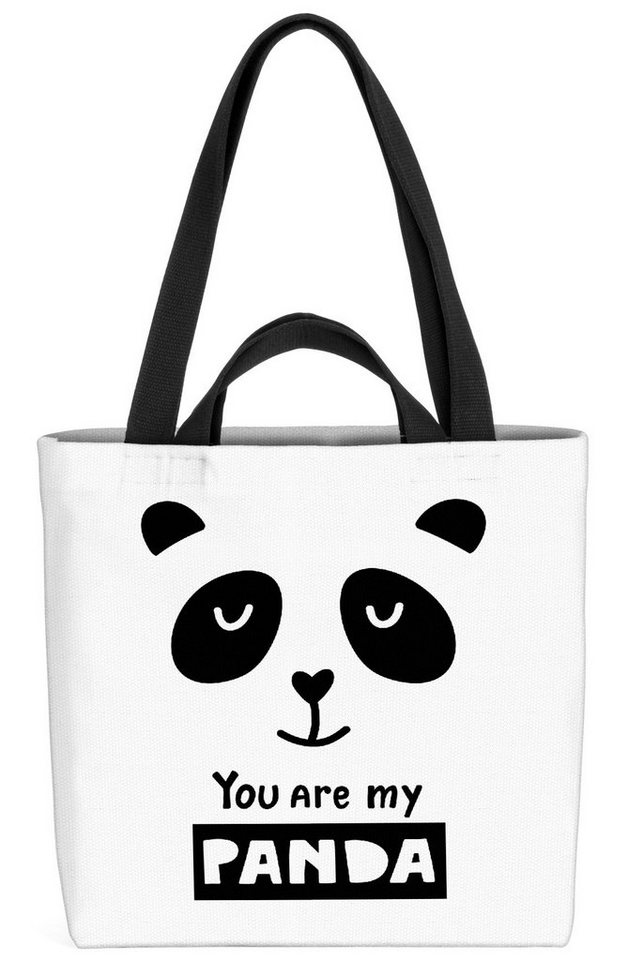 VOID Henkeltasche (1-tlg), Panda Kinder Cartoon Spruch Karte Tier Cartoon Grafik Schwarz Weiss Z von VOID