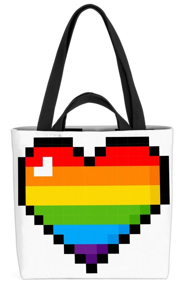 VOID Henkeltasche (1-tlg), Pixel Heart LGBTQ Herz Digital Boy Game 8-Bit Gay pride flag parade c von VOID