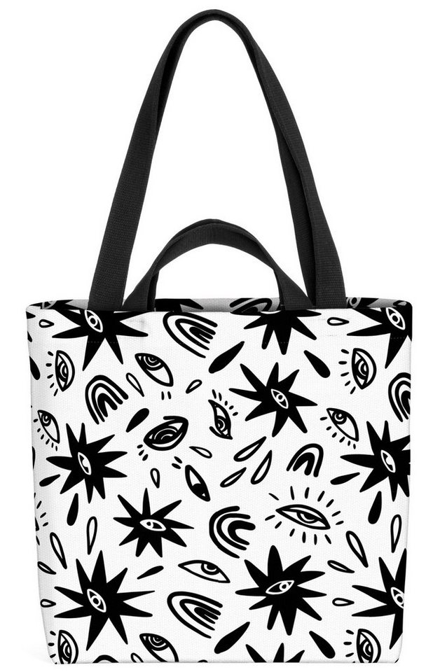 VOID Henkeltasche (1-tlg), Pop Art Augen Funky Kunst Design Druck Art Wohnzimmer bunt farben gra von VOID