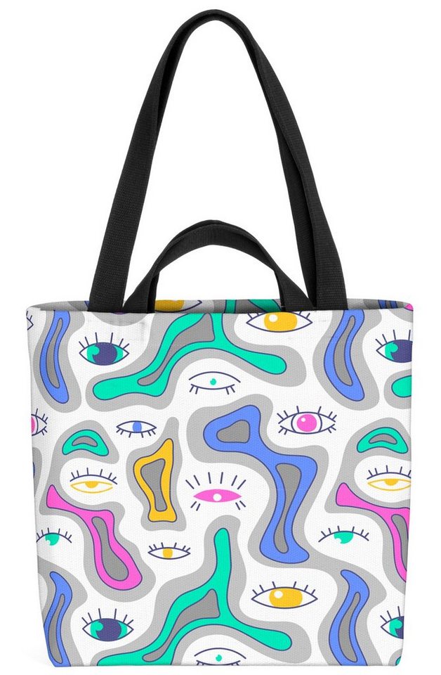 VOID Henkeltasche (1-tlg), Pop Art Augen Retro Muster Kunst Design Druck Art Wohnzimmer bunt far von VOID