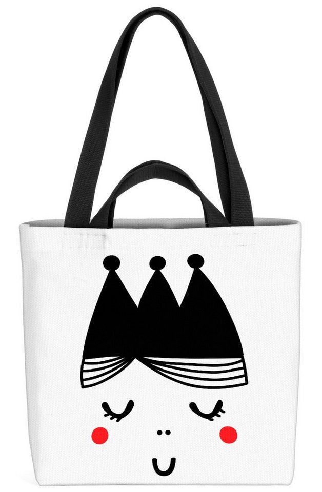 VOID Henkeltasche (1-tlg), Prinzessin Mädchen Cartoon Karte Tier Cartoon Grafik Schwarz Weiss Ze von VOID